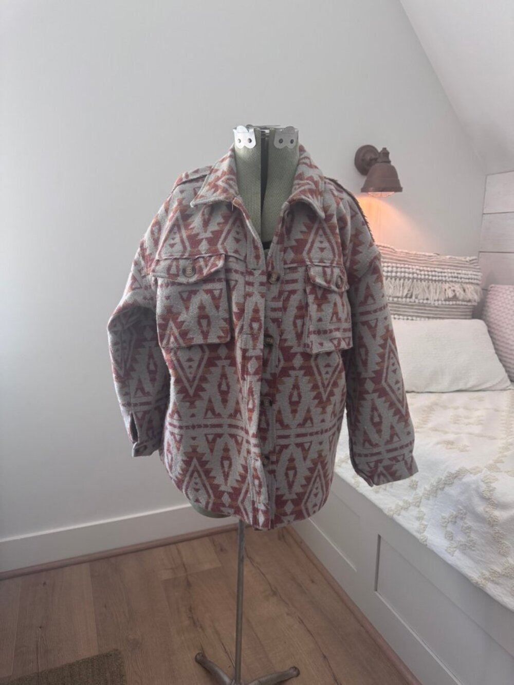 Veveret | Blue and Burnt Orange Shacket | S